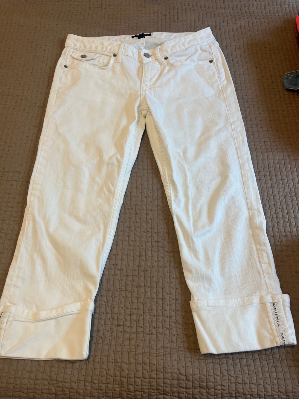 Banana Republic White Cropped Straight Jeans